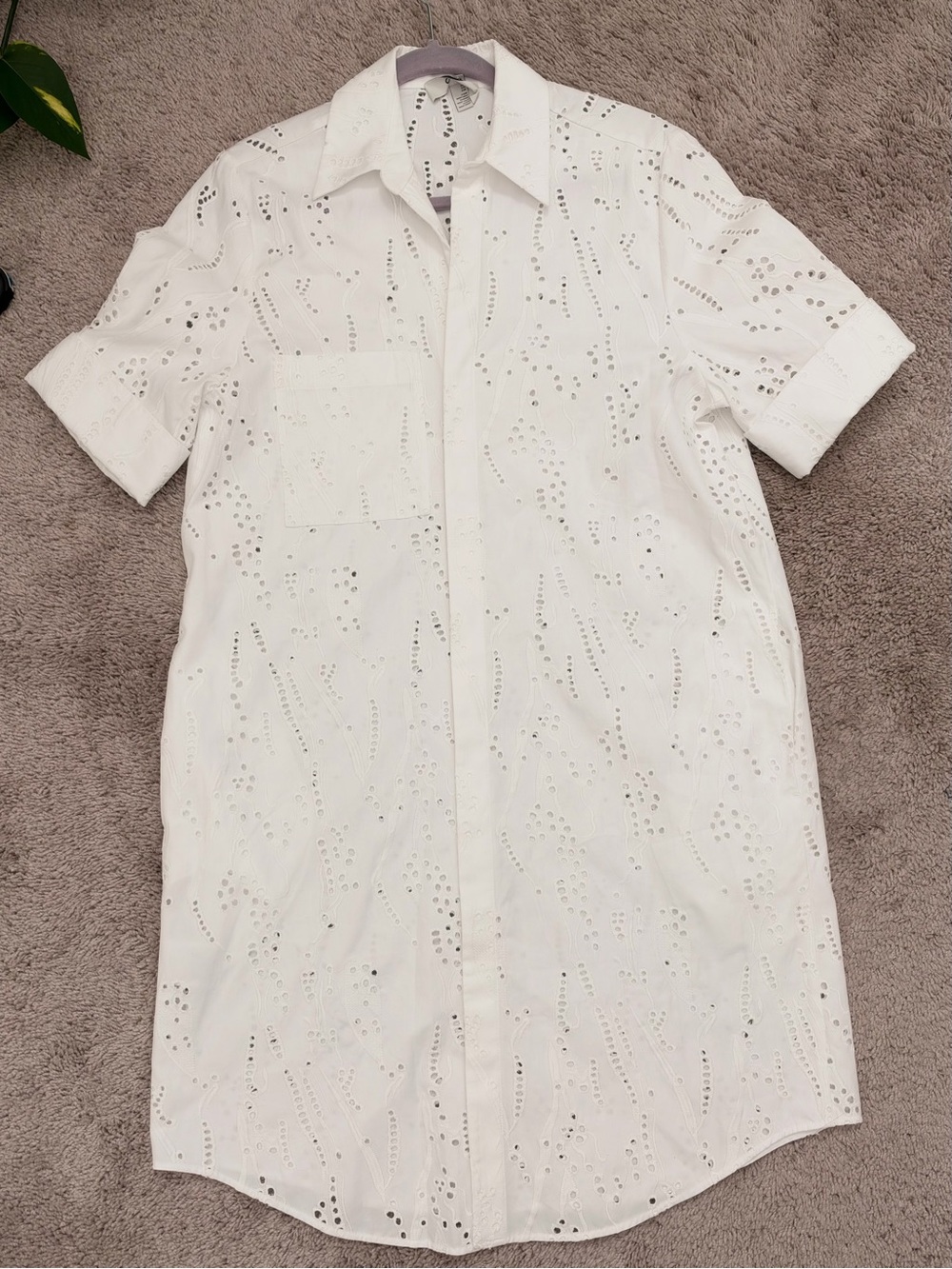 COS Broderie Anglaise Shirt Dress White Size 6